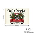 thumbnail image 4 of JOOCAR Welcome Christmas Red Truck Holiday Design Linen Table Mats Set of 4 for Home Kitchen Table Decor 12x18 inch, 4 of 5