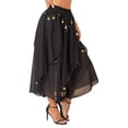 thumbnail image 2 of Kaerm Women's Bell Dance Chiffon Skirt with Coin Tribal Folk Dance Swing Dress Belly Dancewear Black One Size, 2 of 8