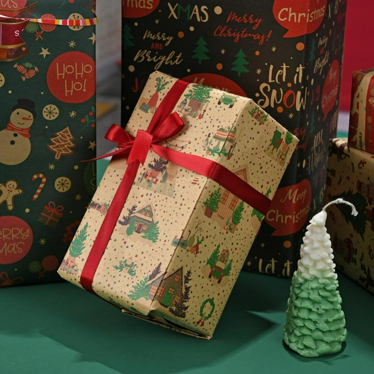 New Christmas Wrapping Paper Retro Kraft Paper Party Gift - Temu