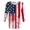 thumbnail image 4 of Cavosen Patriotic T Shirts for Women Petite Independence Day 3/4 Sleeve Round Neck T Shirts USA Star Striped Graphic Tops Lady XL 4th of July Casual T Shirts Red White and Blue Tunic Tees, 4 of 5