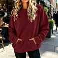 thumbnail image 5 of Jaunzuar Crewneck Sweatshirts Women Solid Color Pullover Sweatshirts Casual Fleece Soft Sweat Shirts with Pockets S, 5 of 5