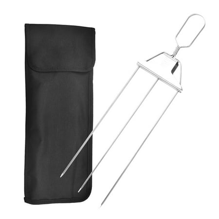 

Mfigree 3 Way Barbecue Skewers Semi Automatic Stainless Steel Grill Fork Kebab Skewers Metal BBQ Skewers Meat Skewers Long Grill Skewers with Brush Reusable Metal Grill Skewers