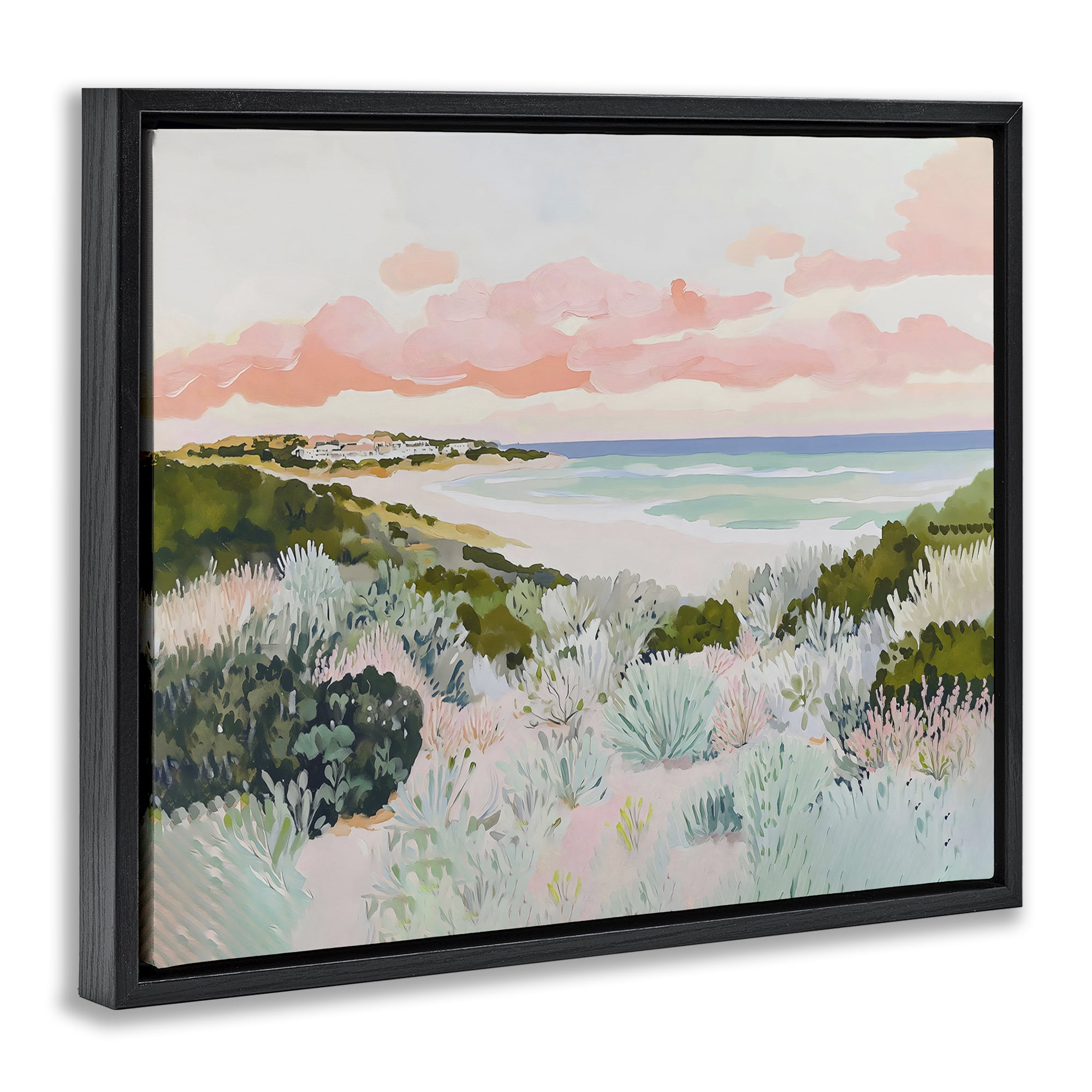 Stupell Industries Beach Grasses & Pastel Skies Black Framed Floater Canvas Wall Art, design by The Prints Vibe