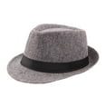 thumbnail image 6 of HEVIRGO Men Solid Color Wide Brim Fedora Felt Hat Panama Cap Boater Summer Beach Sunhat, 6 of 8
