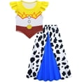 thumbnail image 4 of Western Cowgirl Costume Dress Cow Print Yellow Top Outfit Dress Up for Halloween Cosplay Birthday Party Role Play,Size 160, 4 of 7