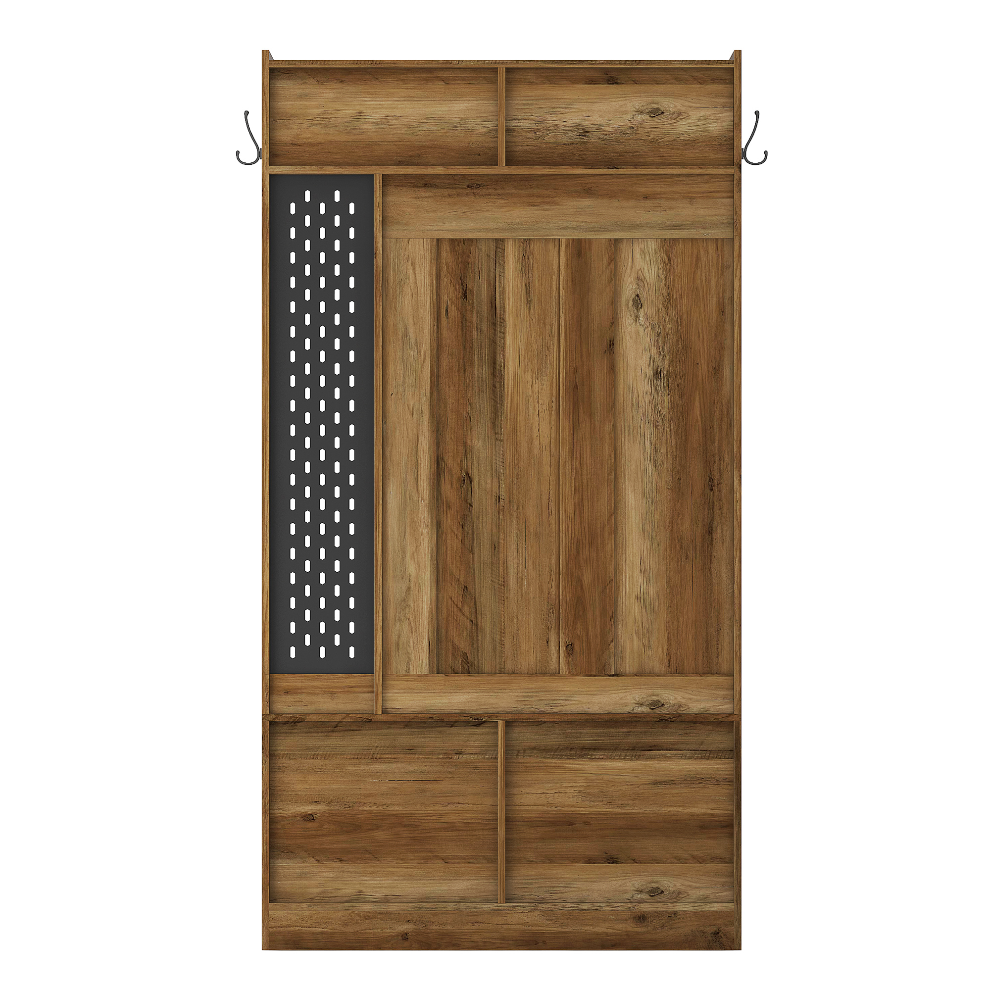 Aukfa Entryway Hall Tree w/ Bench & Shoe Storage, Brown