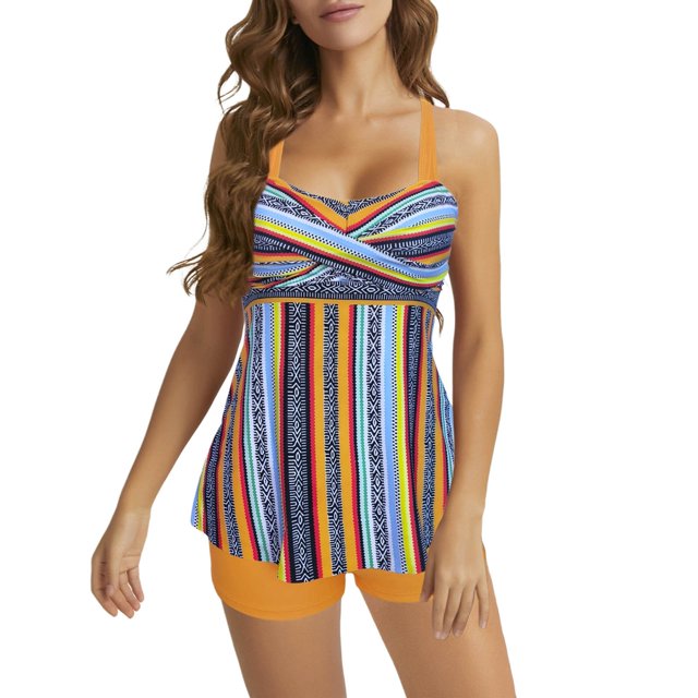 TSADFHJI Womens Swimsuits Rash Guard Suits Control Tankini Flowy Bathing Tank Swimwear with Boyshorts Piece Swimsuits Top Two Tummy for Women Swimwears Tankinis Set Xxxl Yellow