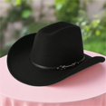thumbnail image 4 of RUINIXCW Western Cowboy Hat for Men Women Cowgirl Hat Classic Felt Roll Up Fedora Hat with Buckle Belt Wide Brim Jazz Hat Themed Party Cap Wedding Party Costume, 4 of 8