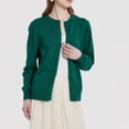 thumbnail image 2 of Lightweight Sweater Cardigan for Women Knitted Crew Neck Long Sleeve Button Down Coat Trendy Casual Comfy Clothes (L, Green), 2 of 7