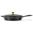 thumbnail image 5 of Tramontina Bestow 12-Inch Enameled Cast Iron Skillet with Lid, Smoke with Gold Stainless Steel Knob, Oven-Safe, 5 of 8