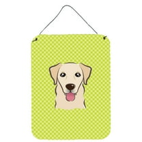 Caroline's Treasures BB1314DS1216 Checkerboard Lime Green Golden Retriever Wall or Door Hanging Prints, 12x16,