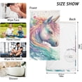 thumbnail image 2 of Coolnut Bathroom Hand Towels Set of 2 Portrait Unicorn Floral Print, Cotton Bath Towels Thin Water Absorbent Lightweight Quickdry for Bathroom Ktichen Travel Gym, 16"×28", 2 of 6