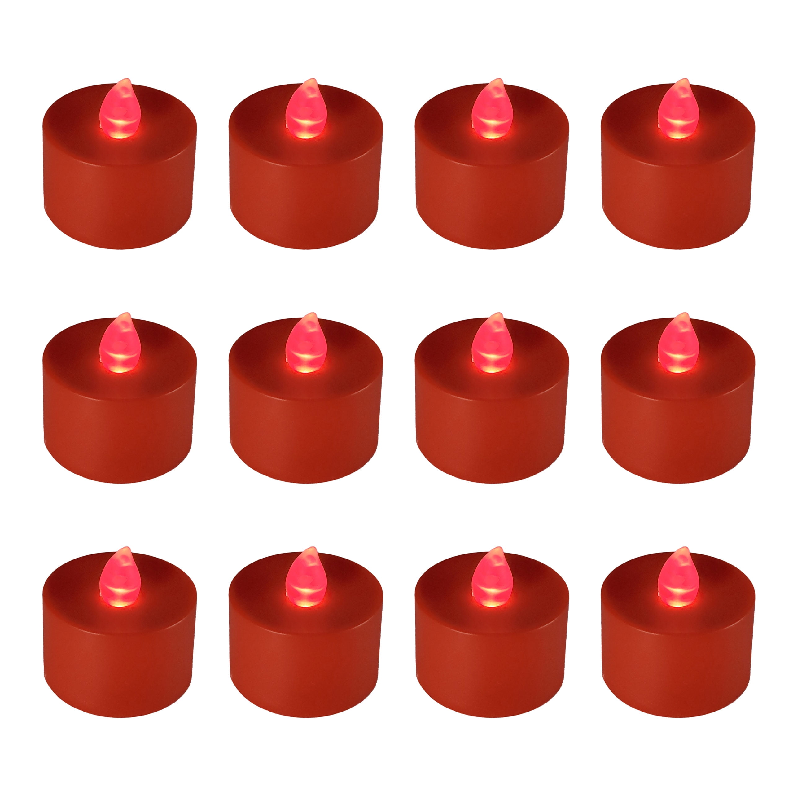 nogle få Kenya Bebrejde Battery Operated Tea Light Candles - Set of 12 (Red) - Walmart.com