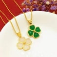 thumbnail image 2 of Four-Leaf Clover Inlaid Chalcedony Agate Pendant Necklace, 2 of 2