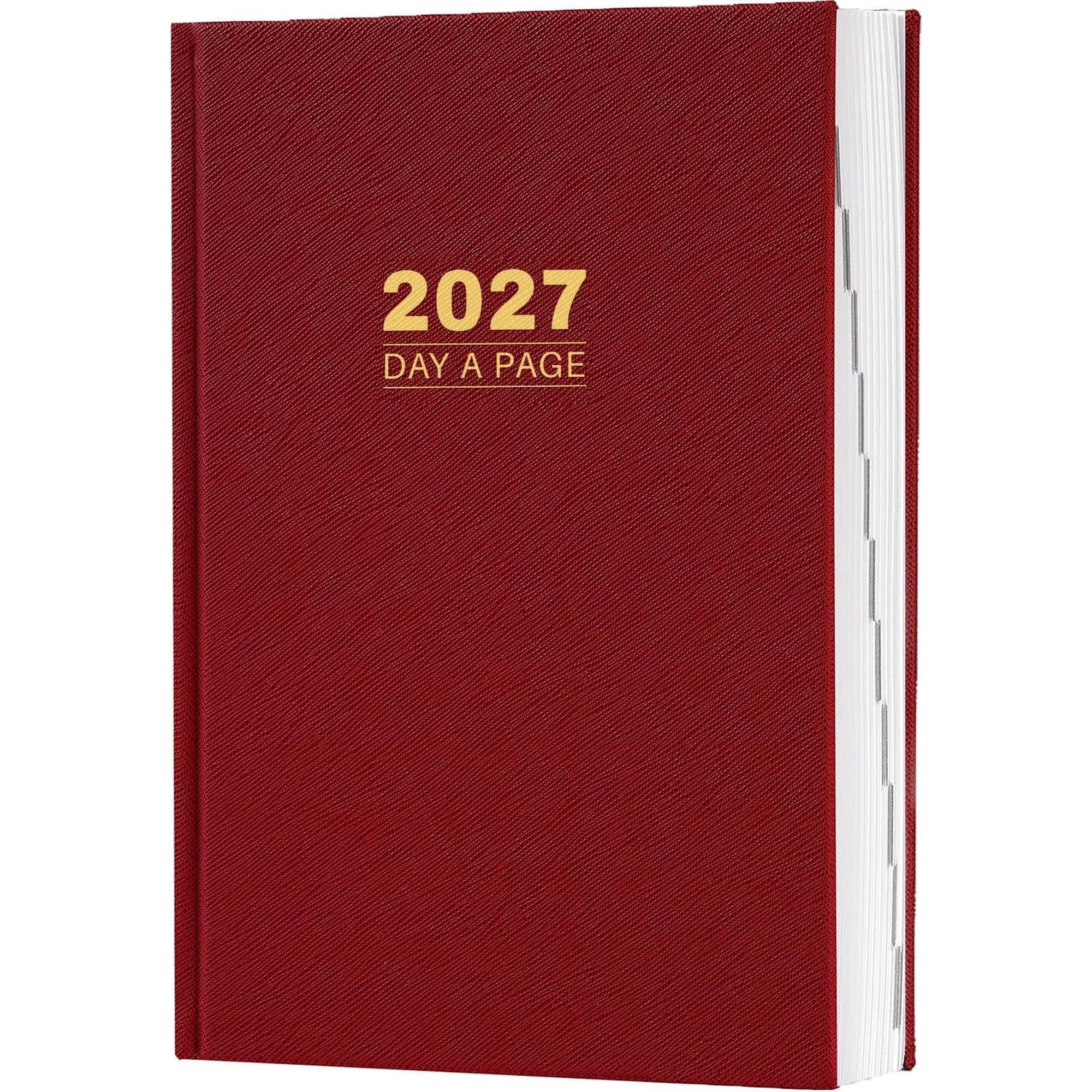 2027 Diary - Diary Full Page Per Day Daily Planner 2027 | Jan. 2027 - Dec. 2027 5.8 x 8.4 Agenda for 365 Days - Hardcover Red