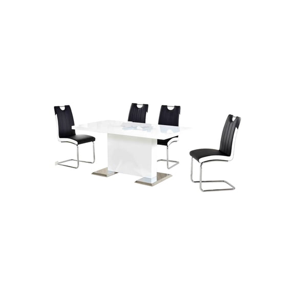 Best Master Bono 5-Piece Modern Solid Wood Dining Set in Gray