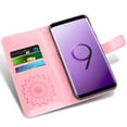 thumbnail image 6 of Compatible with Samsung Galaxy S9 Plus Wallet Phone Case and Tempered Glass Screen Protector Flip Credit Card Holder Stand Mandala Flower Cell Cover for S9+ 9S 9+ S 9 9plus S9plus Women Men Pink, 6 of 9