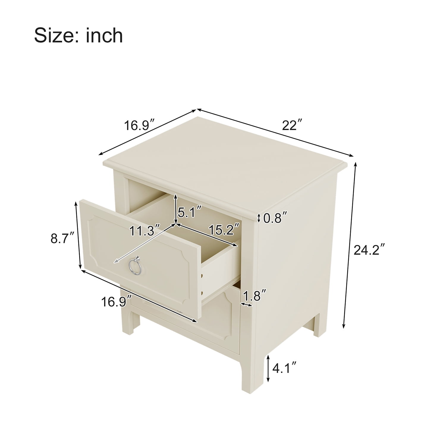 Kadyn 3-Pieces Bedroom Sets, Queen Size Canopy Daybed with Trundle with Nightstand and Dresser, Milky White Solid Rubber Wood Twin Kadyn 3-Pieces Bedroom Sets, Queen Size Canopy Daybed with Trundle with Nightstand and Dresser, Milky White Solid Rubber Wood Twin