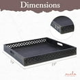 thumbnail image 7 of Decorative Wooden Ottoman Tray with Handles (Blackwash) - "Trellis" Farmhouse Tray for Coffee Table, Wood Serving Tray for Breakfast in Bed, Mango Wood Decorative Tray with Felt Pads, 19"x19"x2.5", 7 of 7