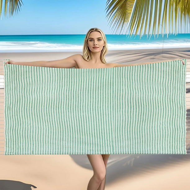 Toalla de playa de rayas con flecos y mochila, accesorios de baño, toalla de baño grande con bordado disponible, toallas de playa de algodón