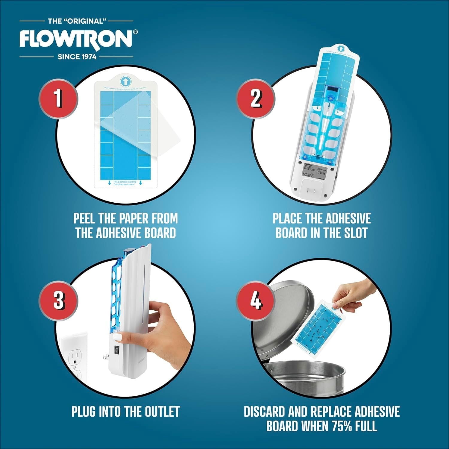 Flowtron Indoor Fly Trap, 9W UV Light, Silent Mosquito & Gnat Catcher, 375 Sq Ft - White