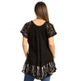 thumbnail image 2 of Sakkas Cora Relaxed Fit Batik Design Embroidery Cap Sleeves Blouse / Top - Black / Grey - Plus Size, 2 of 5