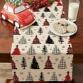 thumbnail image 2 of Christmas Tree Dining Table Runner, Xmas Pine Trees Buffalo Plaid Farmhouse Burlap Kitchen Decoration, Winter Holiday Snowflake Indoor Outdoor Home Decor Party Supply 13 x 72 Inches, 2 of 3