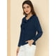 thumbnail image 4 of Blusa de Gasa Allegra K Cuello con volantes Camisa Plisada de Oficina para Mujer Azul Oscuro M, 4 of 6