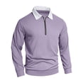 thumbnail image 5 of XIAOCHA Waffle Knit Quarter Zip Polo For Men Oversized Long Sleeve Contrast Collar Polo Tops Comfy Casual Office Wear Polos, 5 of 6