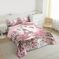 thumbnail image 3 of Feelyou Paris Eiffel Tower Queen Comforter Set, Pink Blossoms Flower Bedding Sets, Romantic Valentine's Day Reversible Bedding Comforter Set, Microfiber Bedroom Decor, 3pcs, 3 of 8