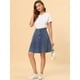 thumbnail image 2 of Falda De Mezclilla Midi Casual Plisada Acampanada De Cintura Alta Para Mujer Azul claro XL, 2 of 6