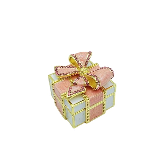 Hand-Painted Enameled Mini Trinket Box - Vintage Metal Jewelry Box with Hinged Lid, Decorative Ring and Earrings Holder, Small Treasure Gift Box for Women and Girls