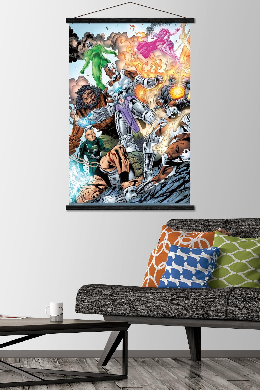 DC Comics - Cyborg - Group Wall Poster with Wooden Magnetic Frame, 22.375" x 34"