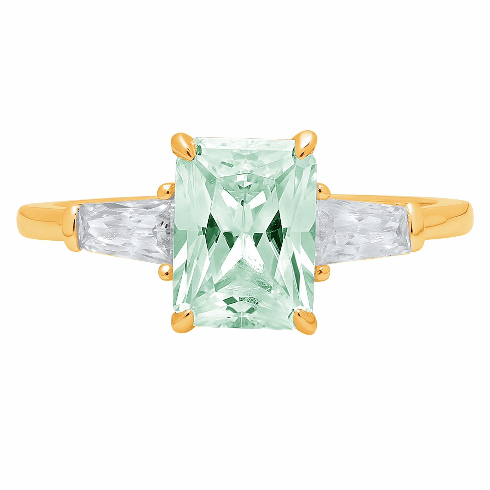 3 ct Emerald Ring Vintage Brilliant Top Russian CZ  Moissanite Simulant Size 7 