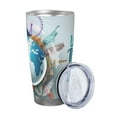 thumbnail image 2 of Salouo Let's go Travel Print 20oz Tumbler with Lid,Stainless Steel Vacuum Insulated Tumbler Durable Insulated Coffee Mug Thermal Cup with Splash Proof Sliding Lid-Straw Three-piece Set, 2 of 8