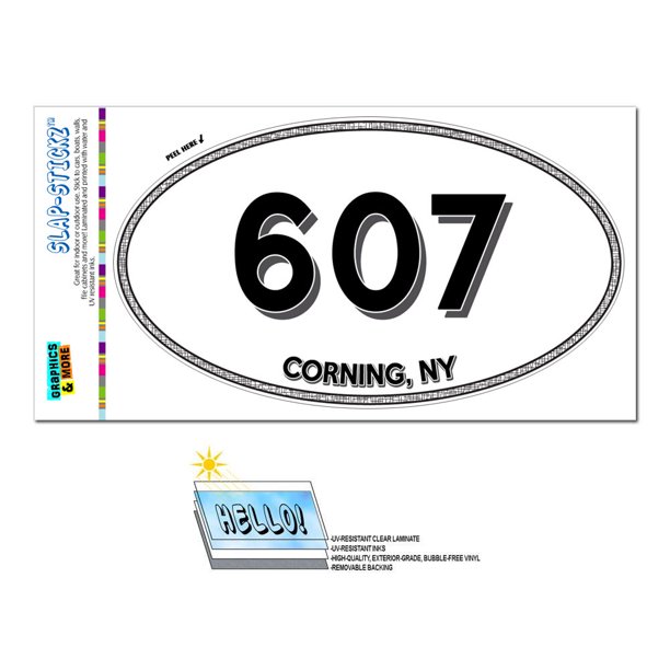 607 Corning, NY New York Oval Area Code Sticker