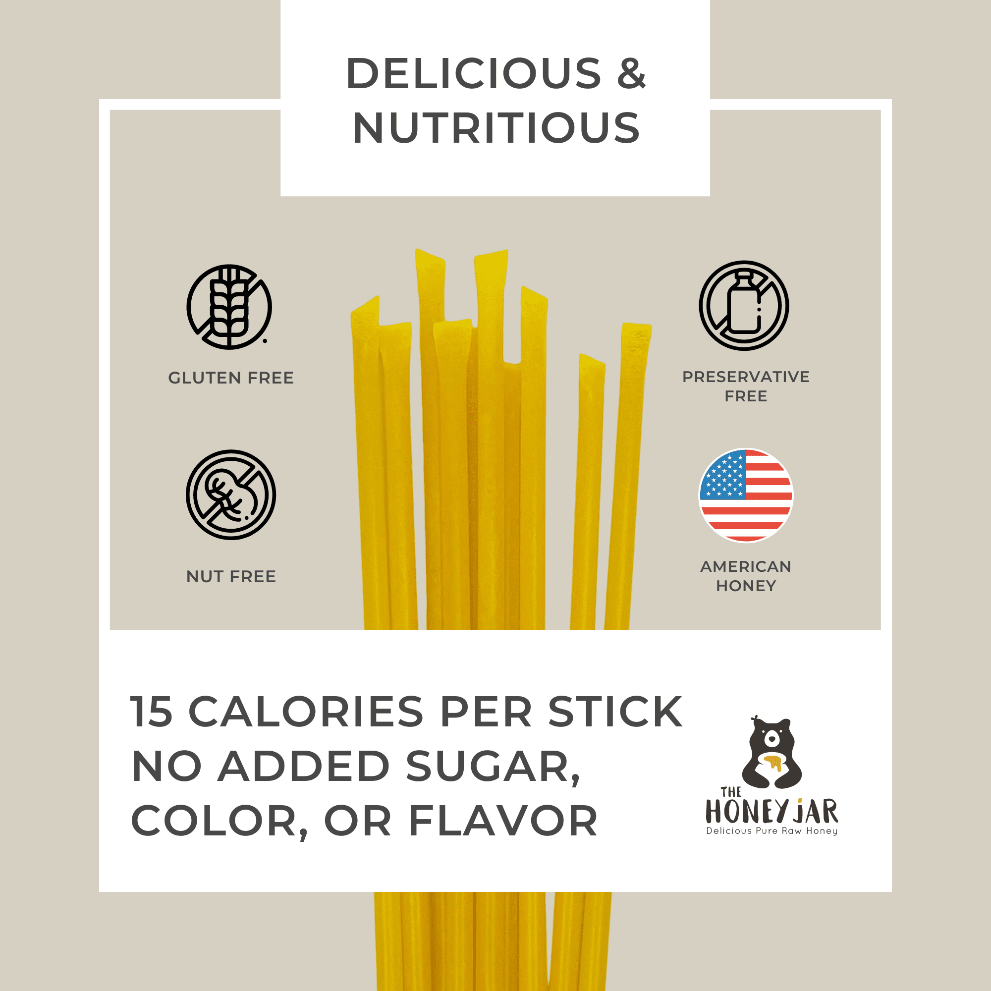 The Honey Jar - Lemon Flavored Honey Sticks - 100 Count Package