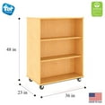 thumbnail image 2 of Tot Mate Open Double Sided 3 Tier Mobile Shelves Wooden Classroom Bookcase, Maple 36"W x 23"D x 48"H, 2 of 5