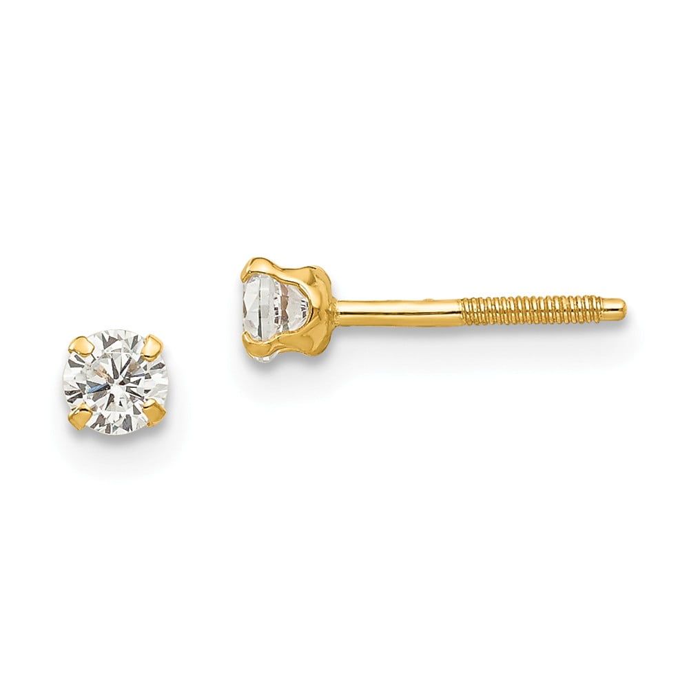 Details about   14K Yellow Gold Madi K Children's 4 MM CZ Post Stud Earrings MSRP $71 