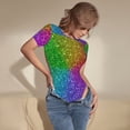 thumbnail image 5 of Balery Colorful Glitter Women's Short Sleevee Crew Neck Bodysuit Tops Short Sleeve Tops Basic-Large, 5 of 9