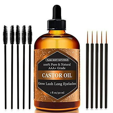 Organic Castor Oil with Applicator Kit for Eyelash & Eyebrow Growth, 1 Fl.