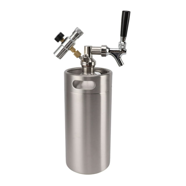 3.6L Stainless Steel Keg, Sealing 150PSI Gauge Craft Beer Dispenser System for Homebrewing