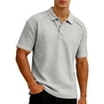 thumbnail image 2 of Breeze Polo Shirts for Men Beer Belly Texture Stretchy Quick Dry Golf Shirt Summer Casual Short Sleeve Collared Top,XXL,Light Gray, 2 of 6