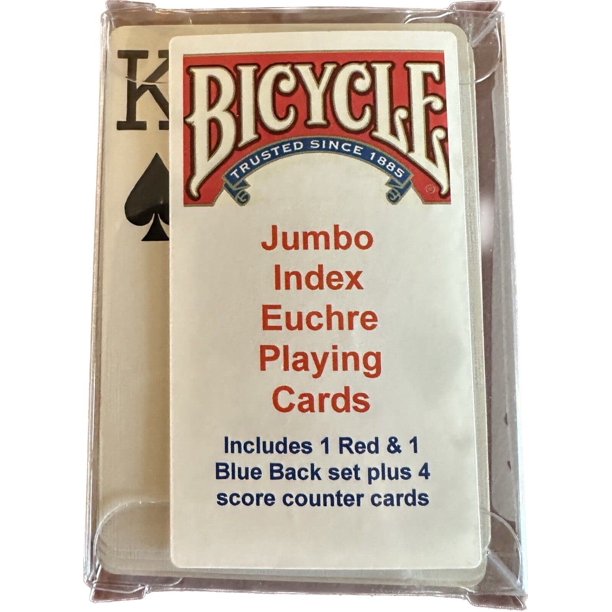 Cartas de juego Bicycle Euchre Jumbo Index, 2 juegos A-9 con 4 contadores