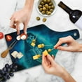 thumbnail image 4 of Halloween Cutting Board, Gothic Dark Backdrop a Dead Ghost Skull Haunted Horror Themed Digital Art, Decorative Tempered Glass Cutting and Serving Board, Wine Bottle Shape, Blue, by Ambesonne, 4 of 5