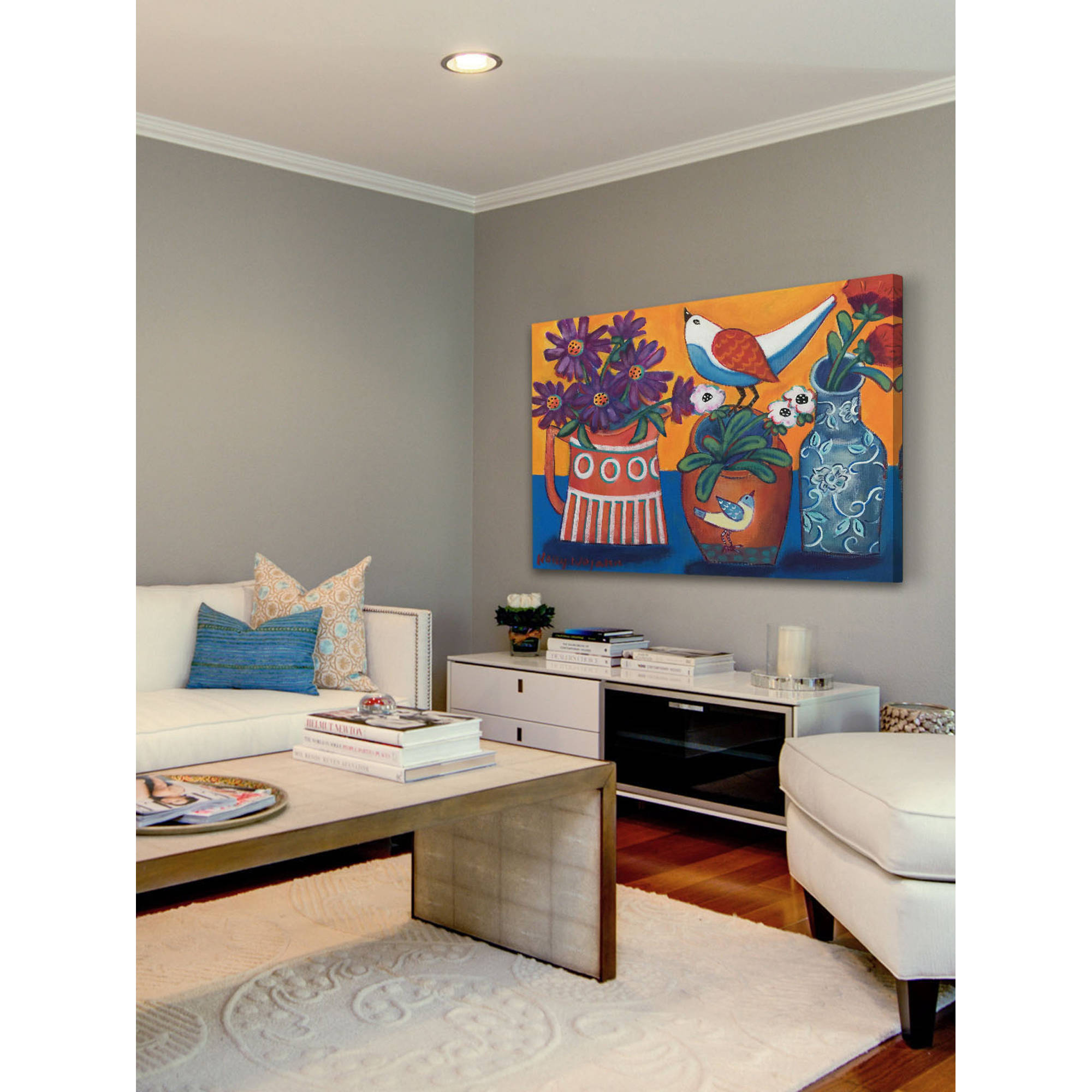 Marmont Hill "Orange and Blue Vases" Painting Print on Canvas