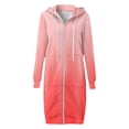 thumbnail image 4 of ATOYSOY Workout Gradient Tops Loose Hoodies Jackets for Women Trendy Open Front Shackets Winter Long Sleeve Midi Length Coat Casual Sweatshirts Pink XL, 4 of 5