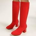 thumbnail image 2 of Red Ladies Casual Boots With Round Toe And Thick Heel For Comfortable Fit, 2 of 9
