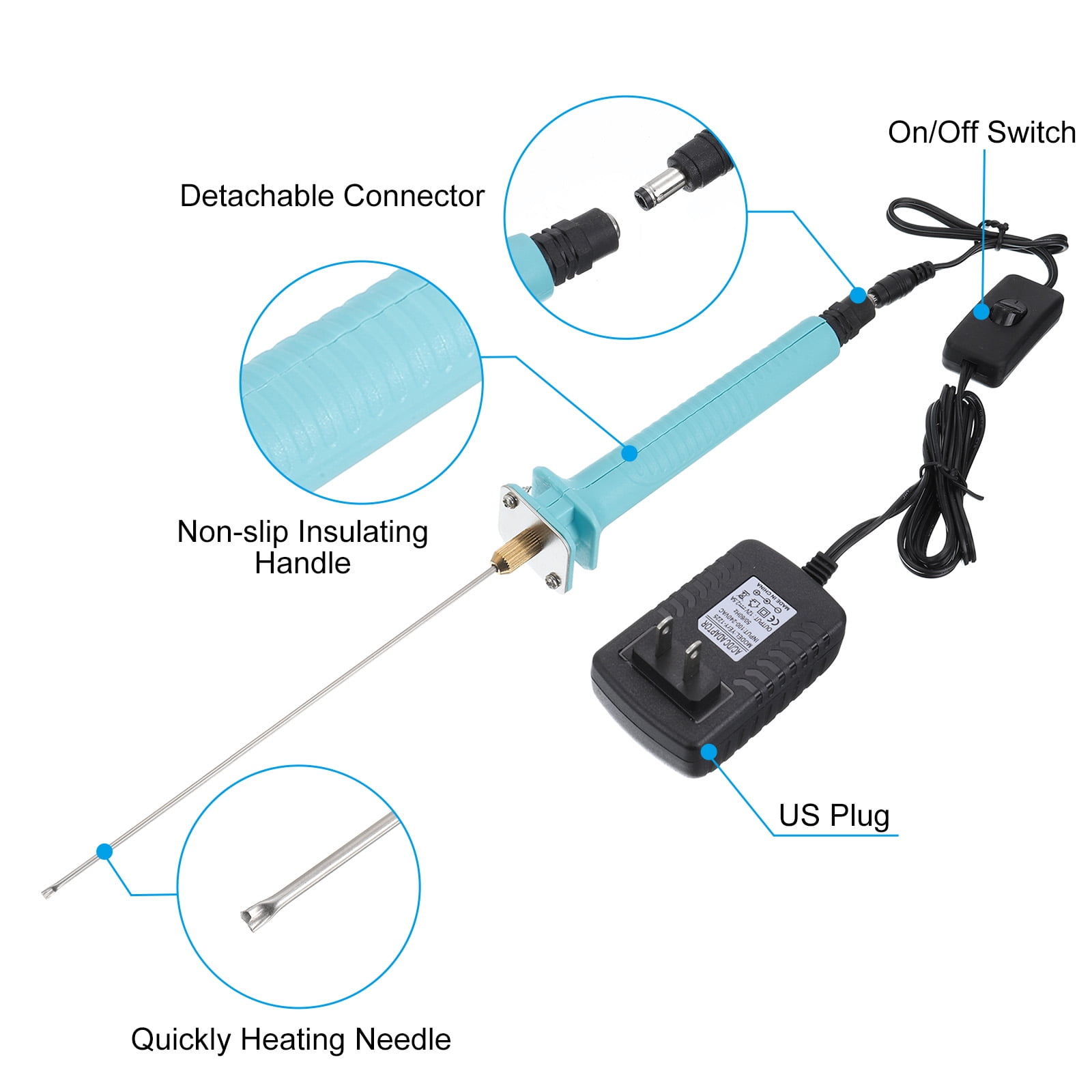 Uxcell 25CM 30W 110V-240V Foam Cutting Pen Set, Cutter Pen Cutting Tool with Start Switch & 30W Power Adapter, Blue