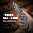 thumbnail image 4 of CIVIVI Pentad Pocket Knife Folding Knife with 3.48" Damascus Blade Blue and White Vortex Micarta Handle C24068-DS1, 4 of 6